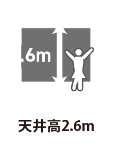 天井高2.6m